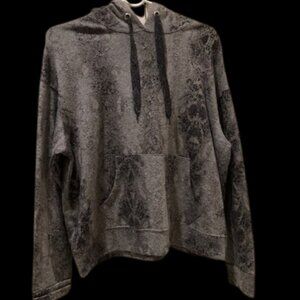 Monrow gray gold foil snake print pullover sweater hoodie Size S Made in USA